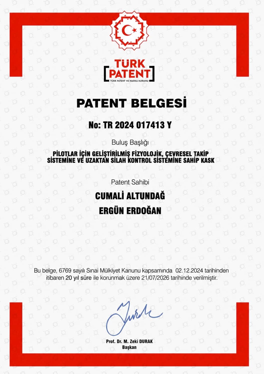 FİTAK Sistemi Türk Patent Faydalı Model Tescili ile Koruma Altına Alındı